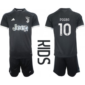Lacne Dětský Futbalové dres Juventus Paul Pogba #10 2023-24 Krátky Rukáv - Tretina (+ trenírky)